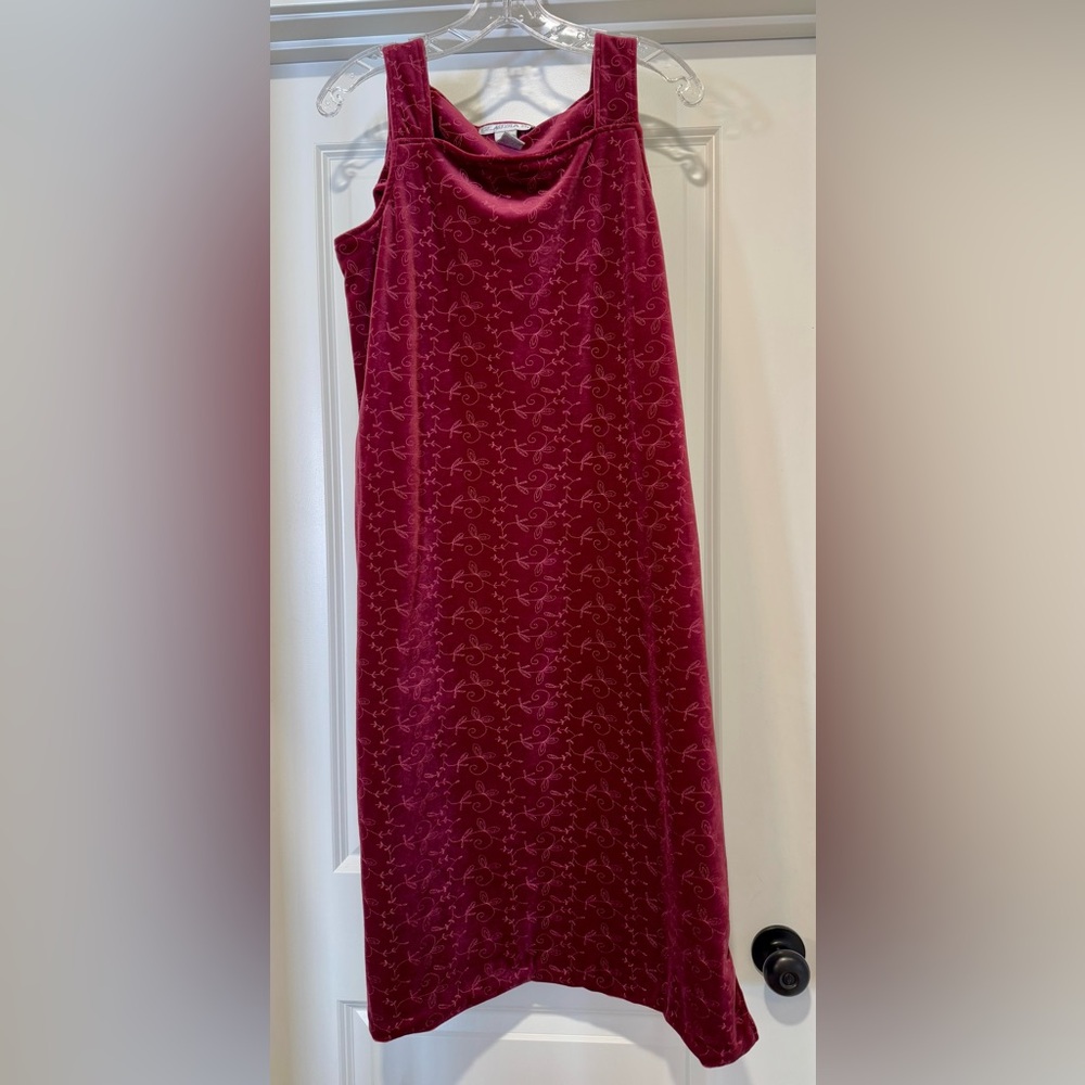 Vintage 90’s Claudia D Burgundy‎ Maxi Dress with Vine Detail Size M EUC